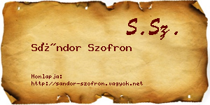 Sándor Szofron névjegykártya